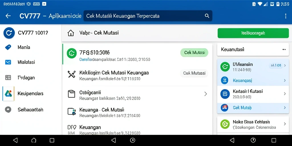 Antarmuka aplikasi Cek Mutasi CV777 yang sederhana dan efisien.