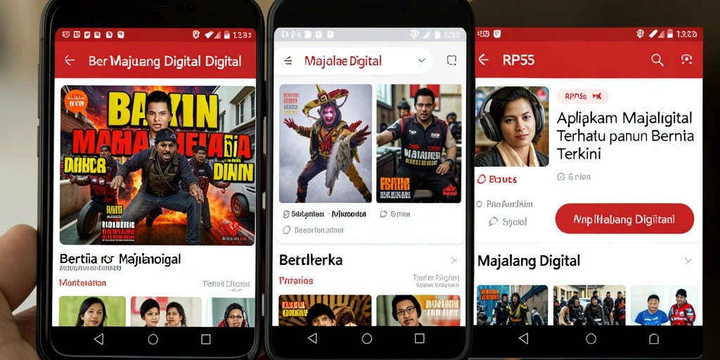 Antarmuka utama RP55 yang menampilkan berbagai artikel menarik.